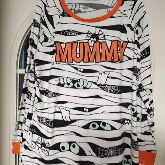 Celebrate Halloween Mummy Glow In The Dark Pajama Set Size Women's L Worn 1 Time - Picture 2 of 4
